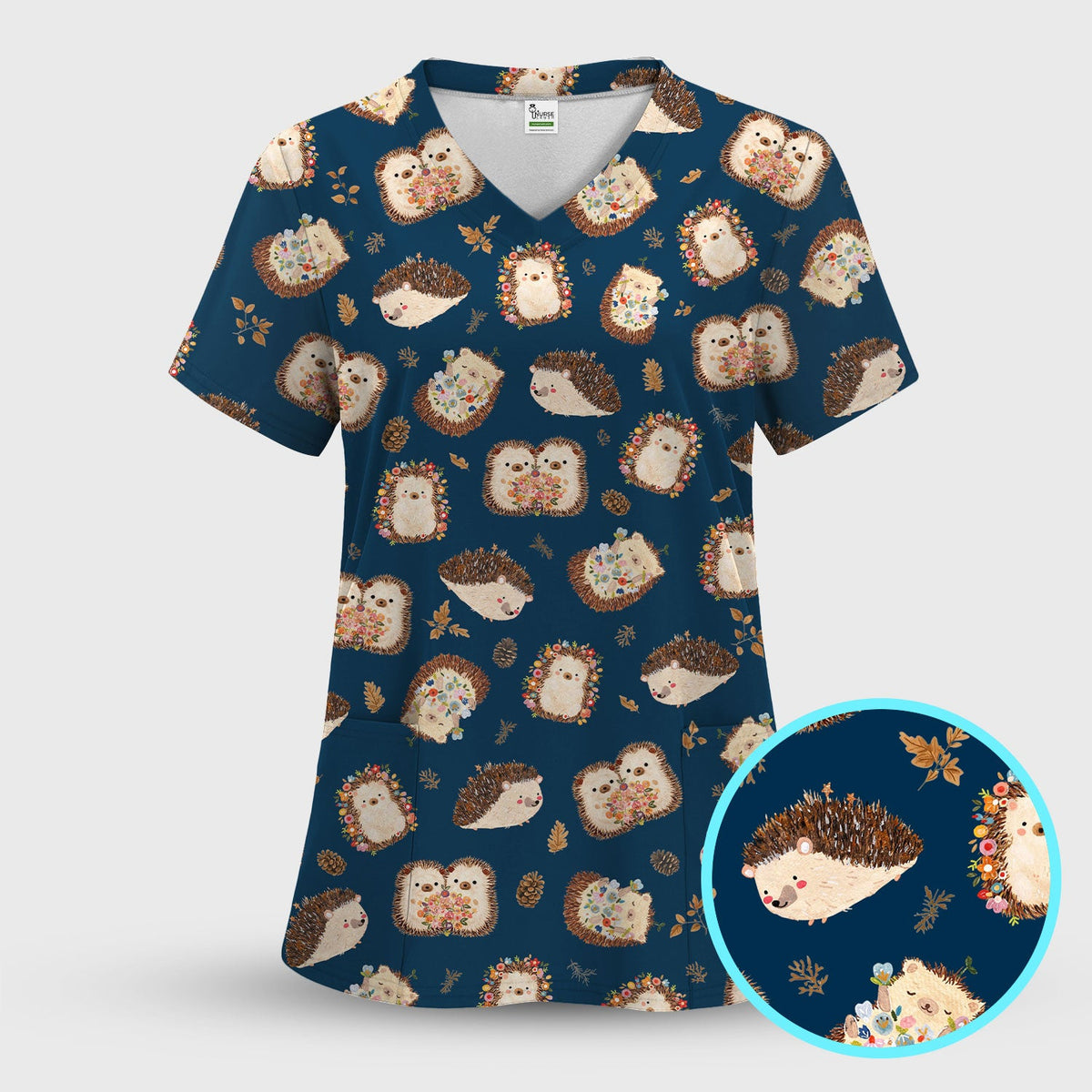 Hedgehog Floral Nurse Scrub Set