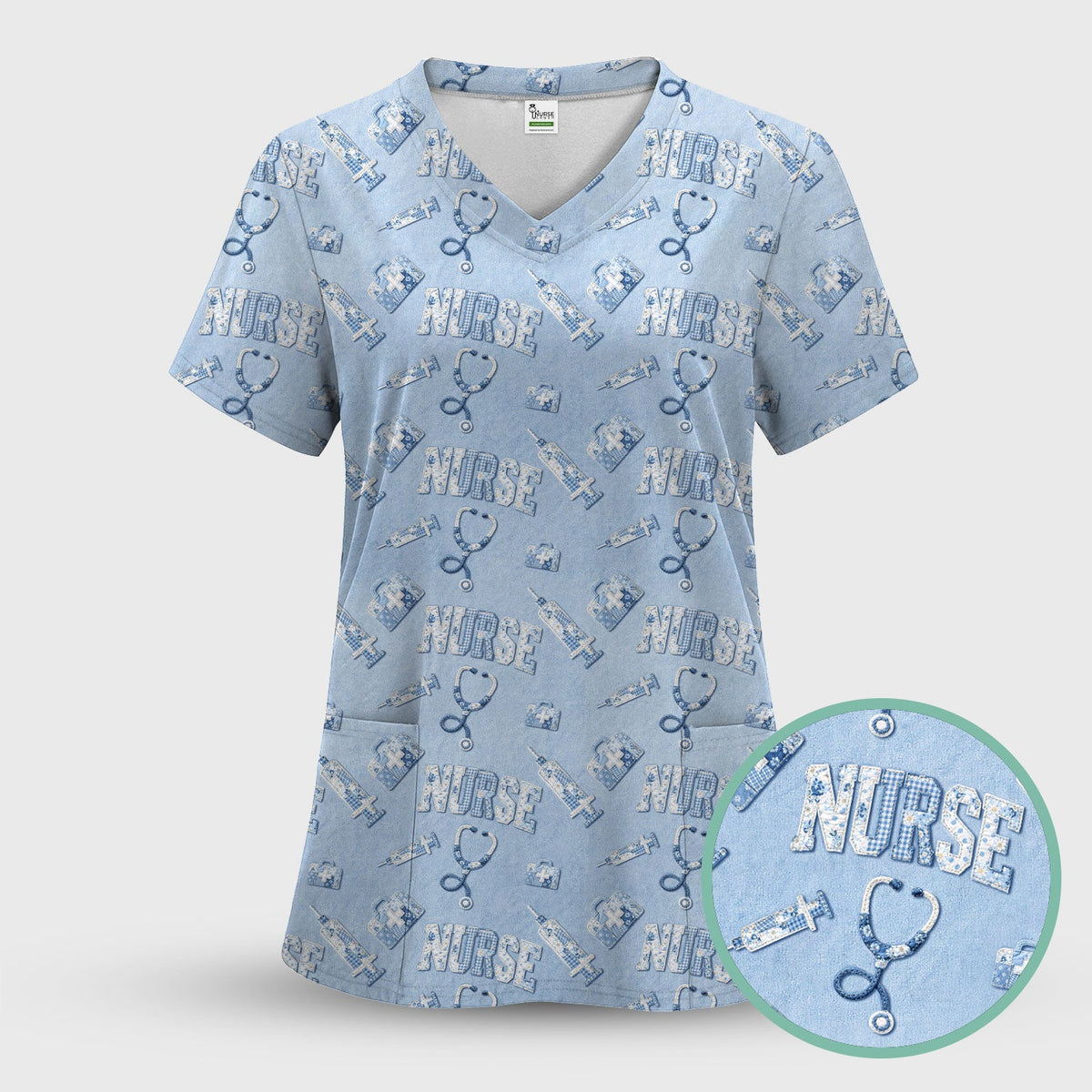 Blue Nurse Medical Scrub Set