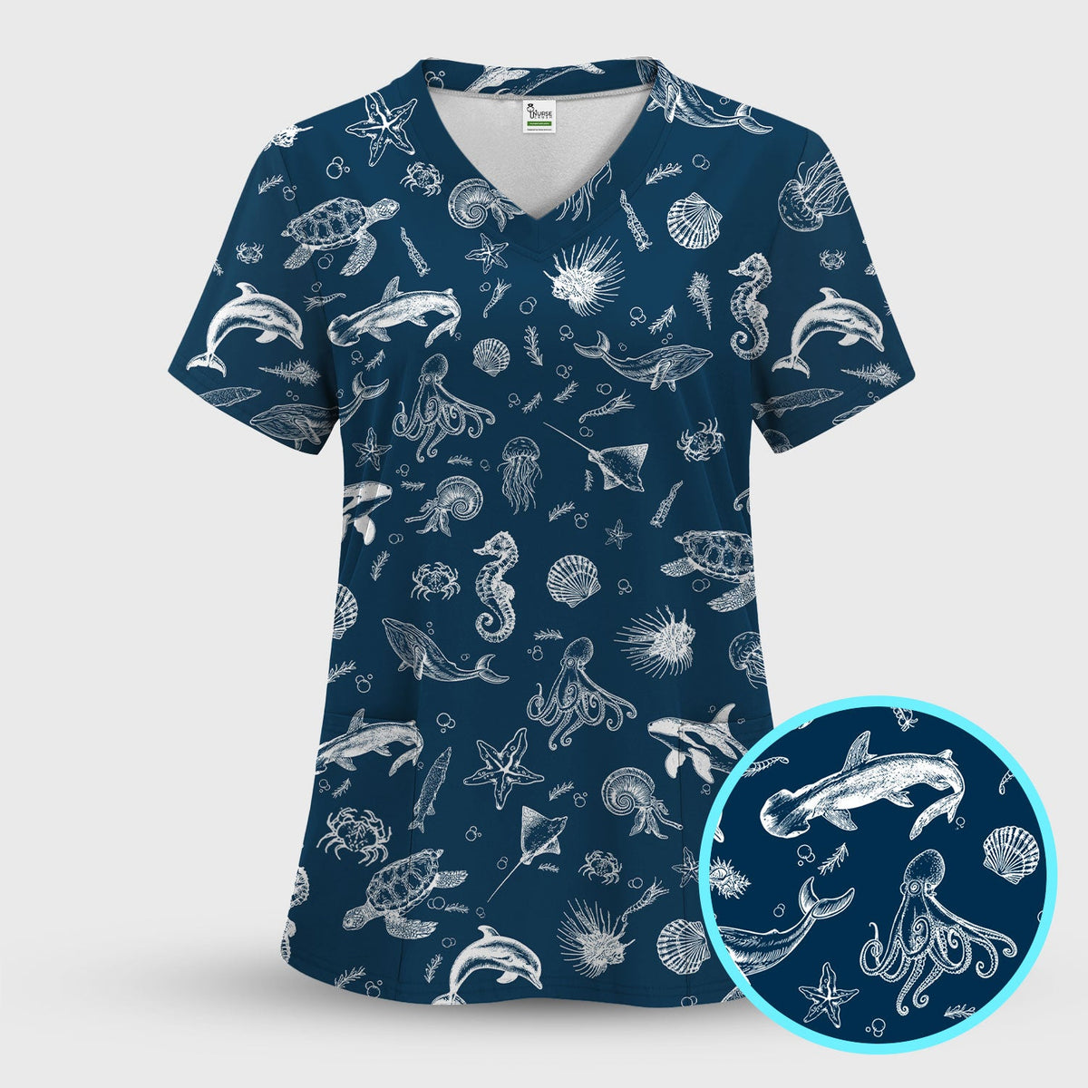 Marine Sea Life Nurse Scrub Set