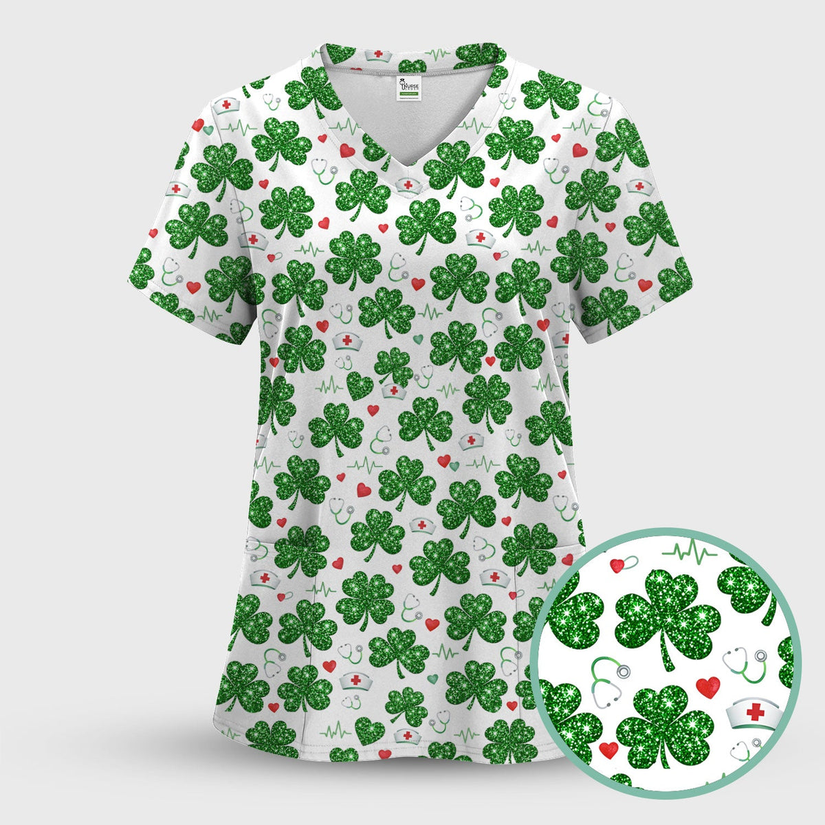St Patrick Clover Nurse Scrub Set