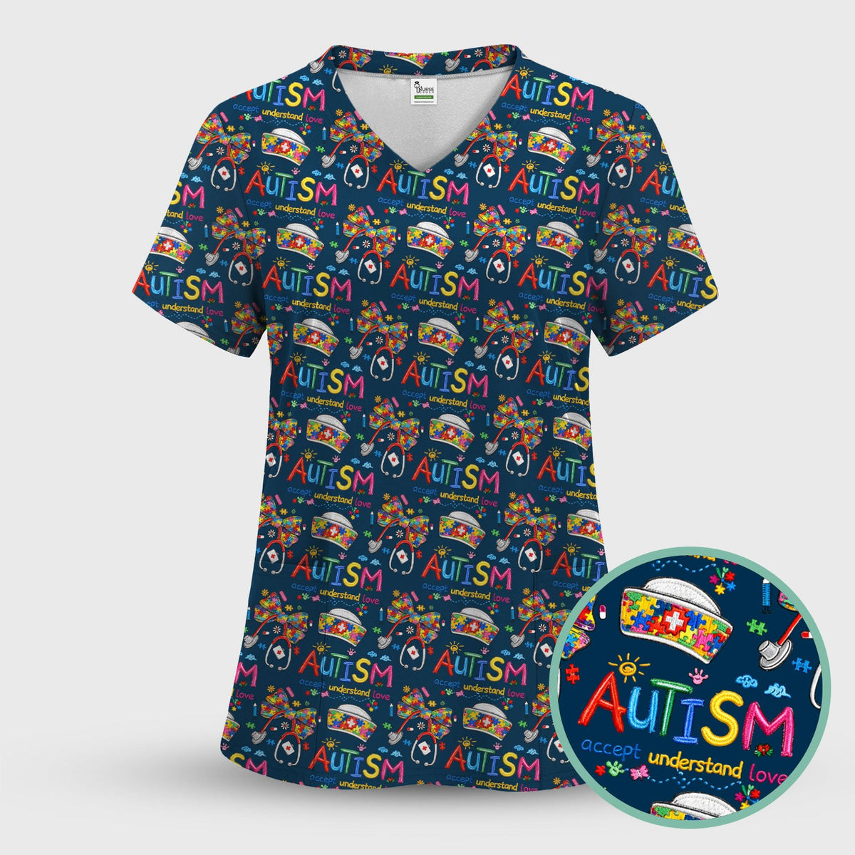 Autism Awareness Accept Understand Love Nurse Scrub Set