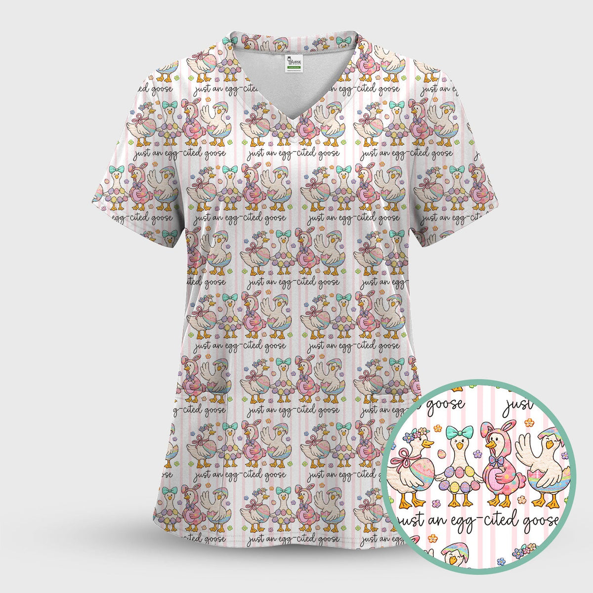 Easter Goose Egg Nurse Scrub Top