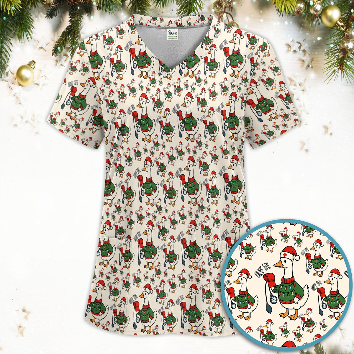Christmas Duck Nurse Scrub Set
