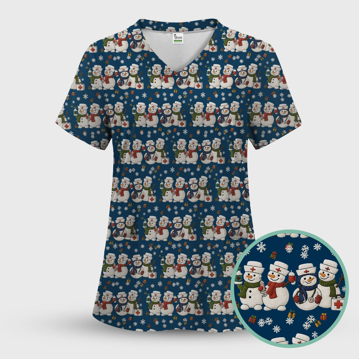Snowman Nurse Scrub Top - Christmas Gift