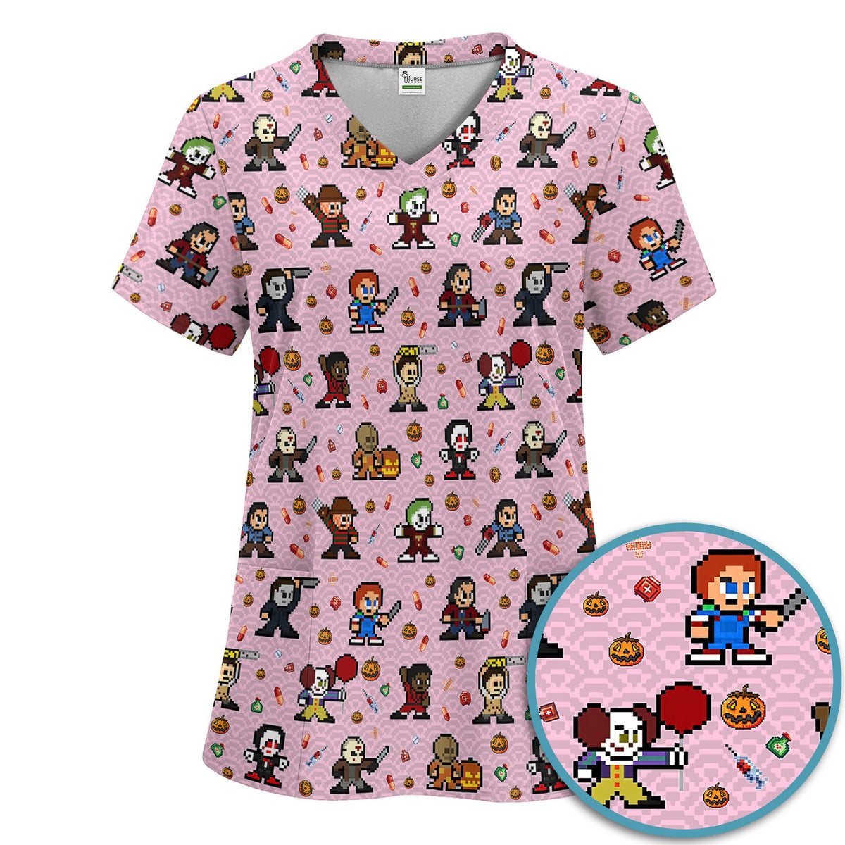 Scary Character Nurse Scrub Set - Halloween Gift