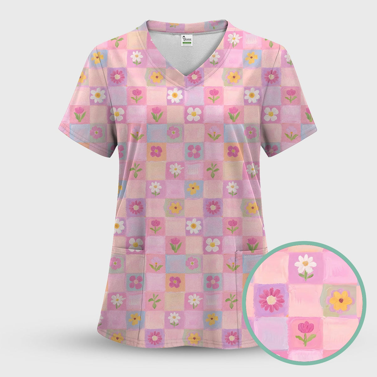 Lovely Pastel Floral Patchwork Nurse Scrub Set