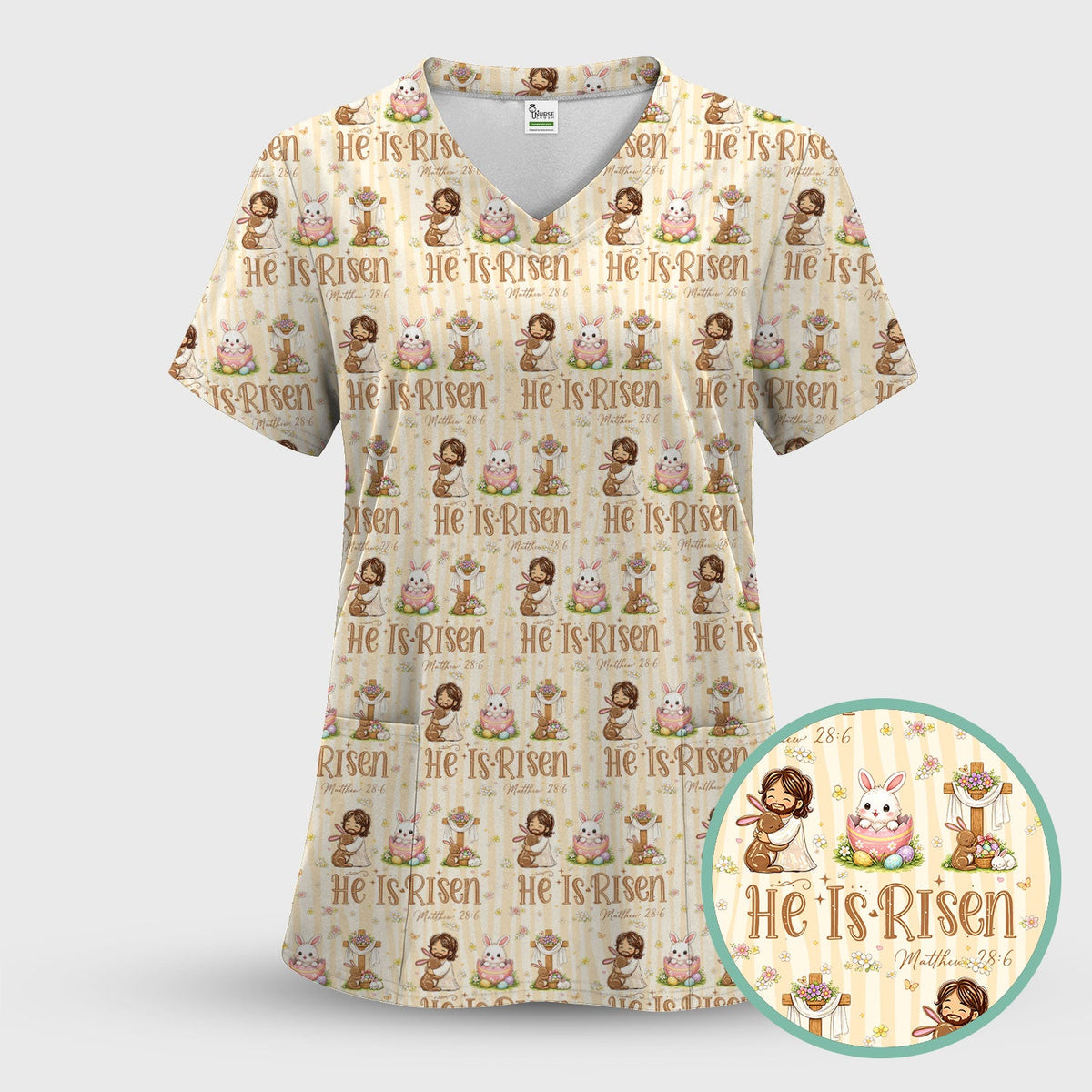 Risen Jesus Nurse Scrub Set - Easter Gift