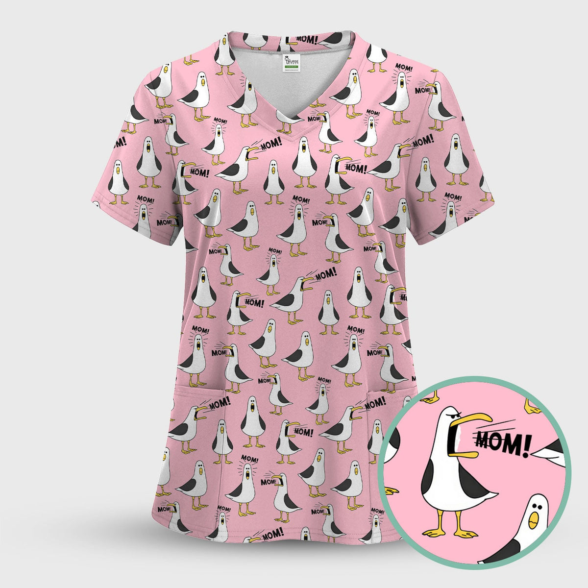Seagull Mom Nurse Scrub Top