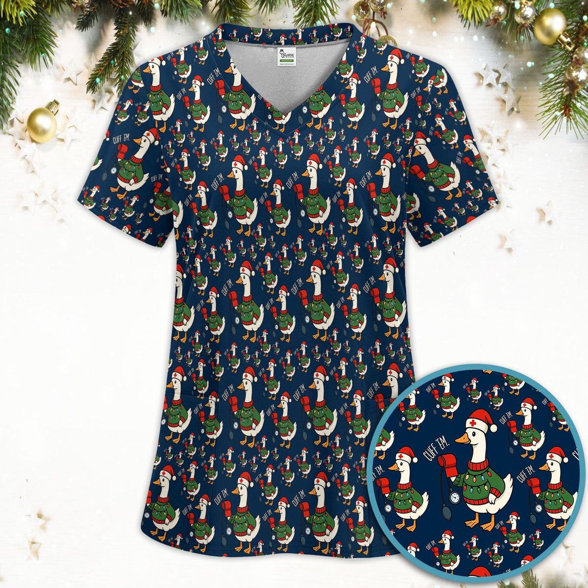 Christmas Duck Nurse Scrub Set