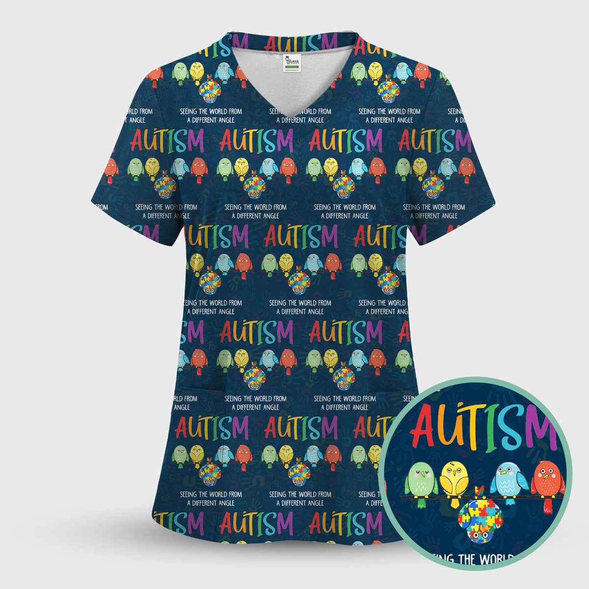 Autism Seeing The World From A Different Angle Nurse Scrub Top