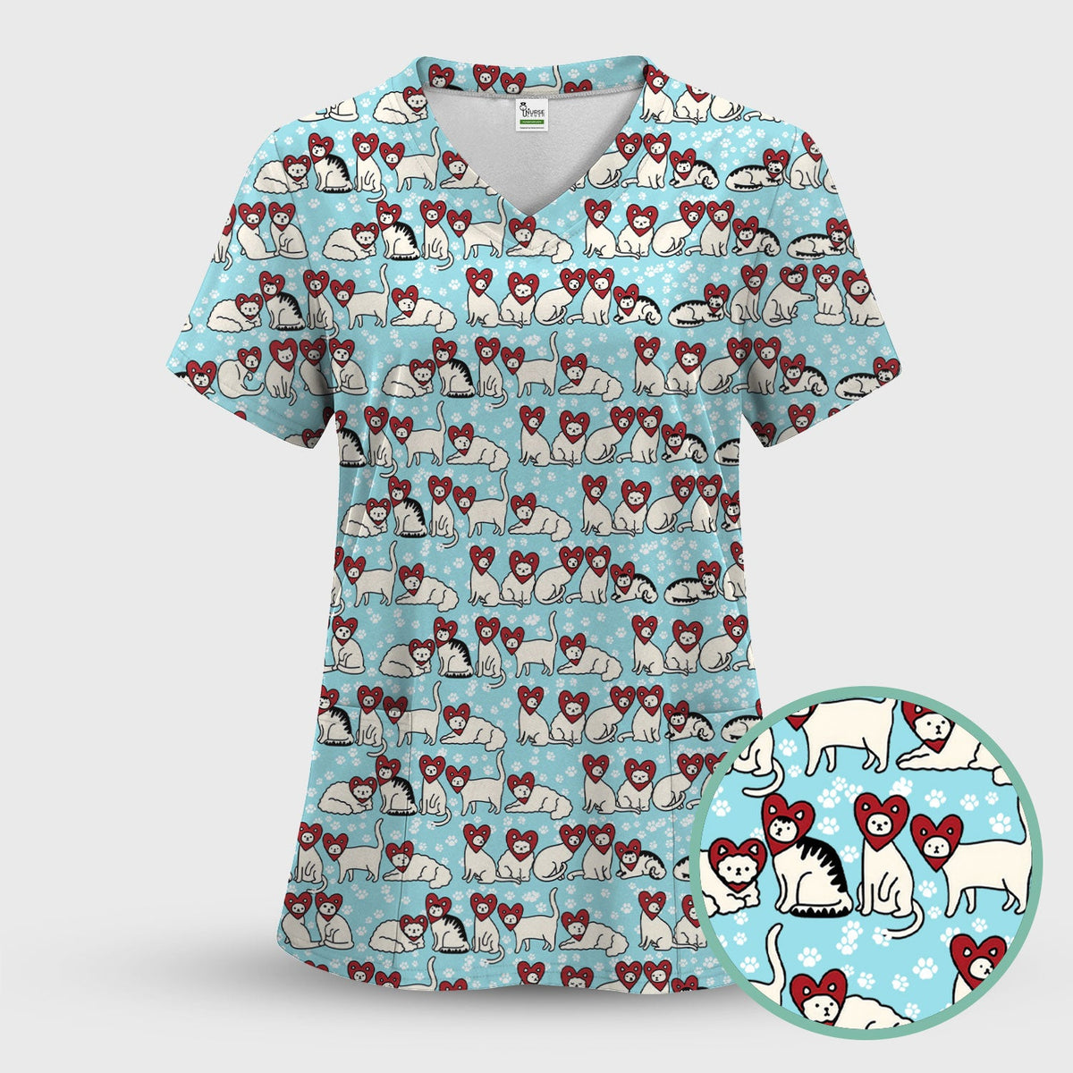 Cat Heart Nurse Scrub Set