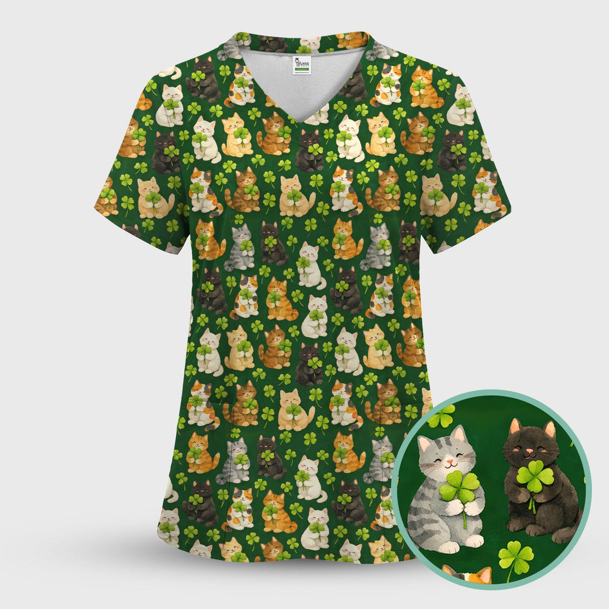 Black Cat Nurse Scrub Set - St Patricks Day Gift