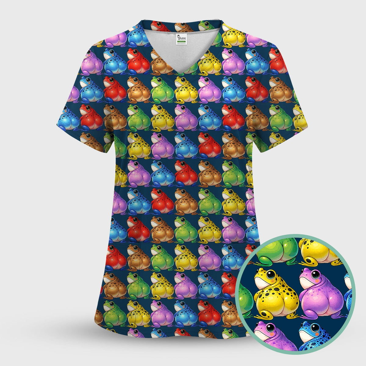 Colorful Frogs Nurse Scrub Set