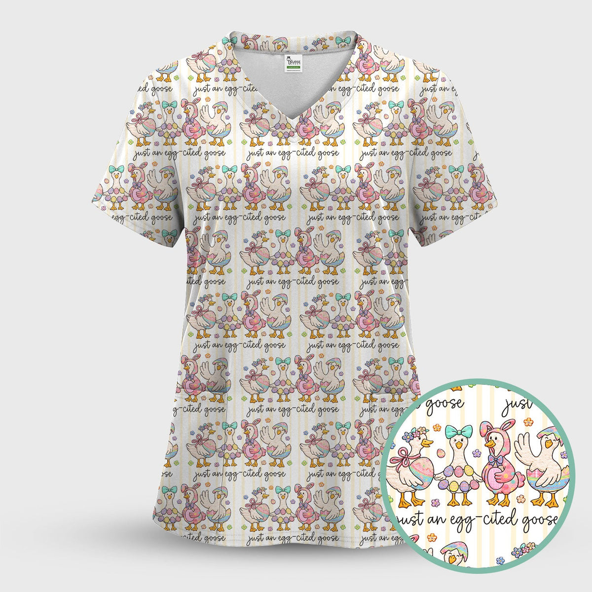 Easter Goose Egg Nurse Scrub Top