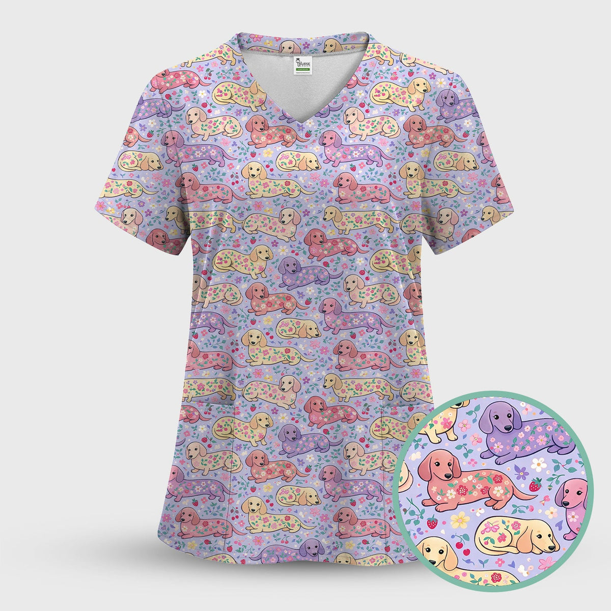 Dachshund Floral Nurse Scrub Set