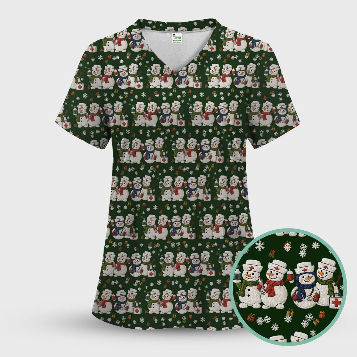 Snowman Nurse Scrub Top - Christmas Gift