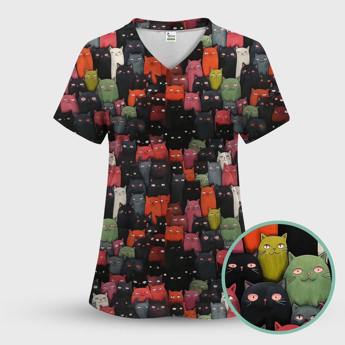 Artistic Cat Nurse Scrub Set