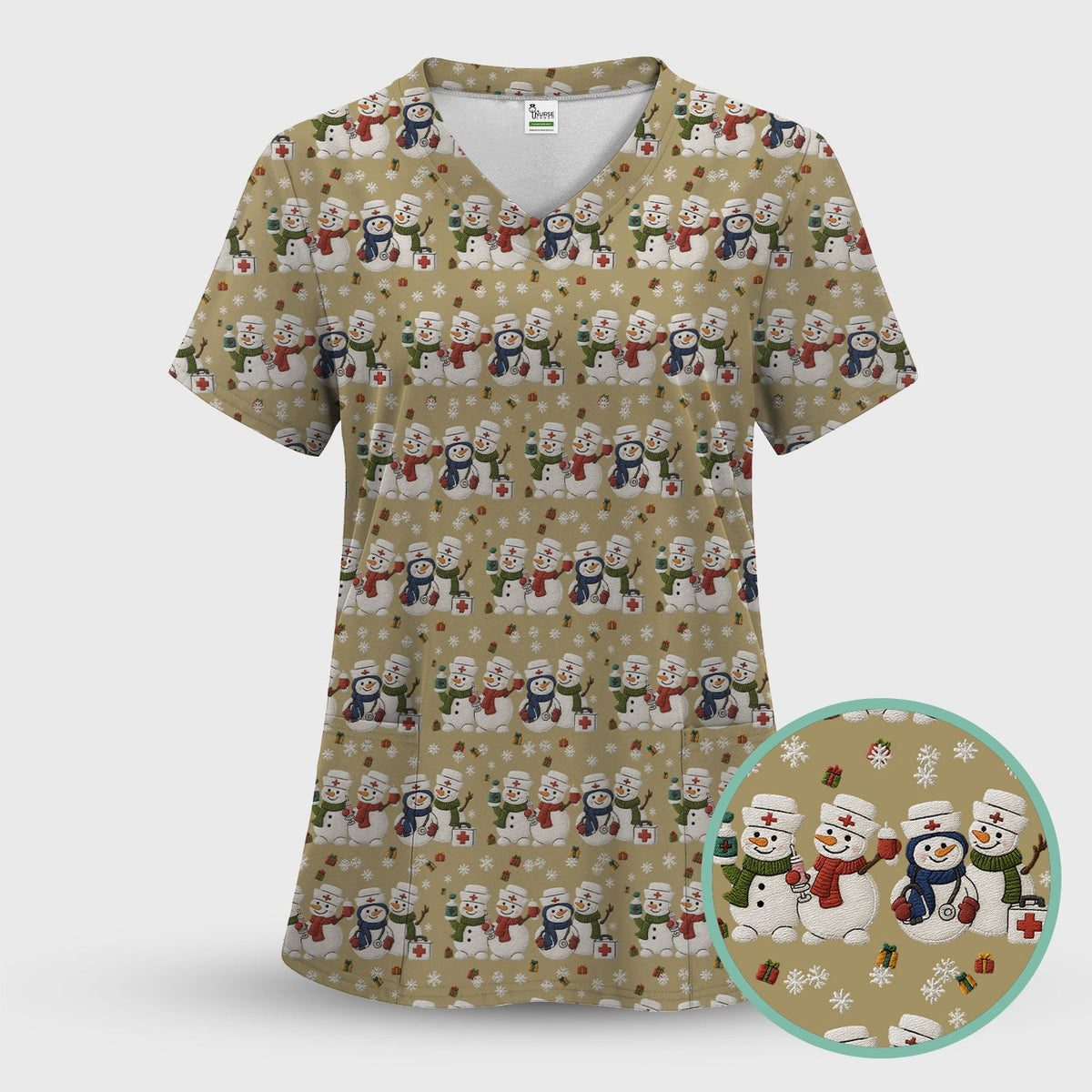 Snowman Nurse Scrub Top - Christmas Gift
