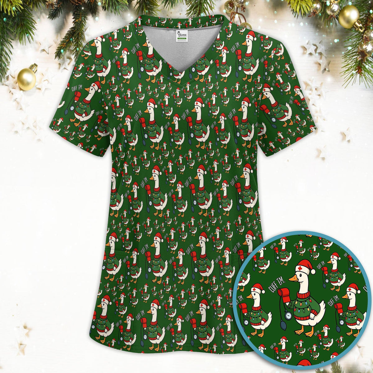 Christmas Duck Nurse Scrub Set