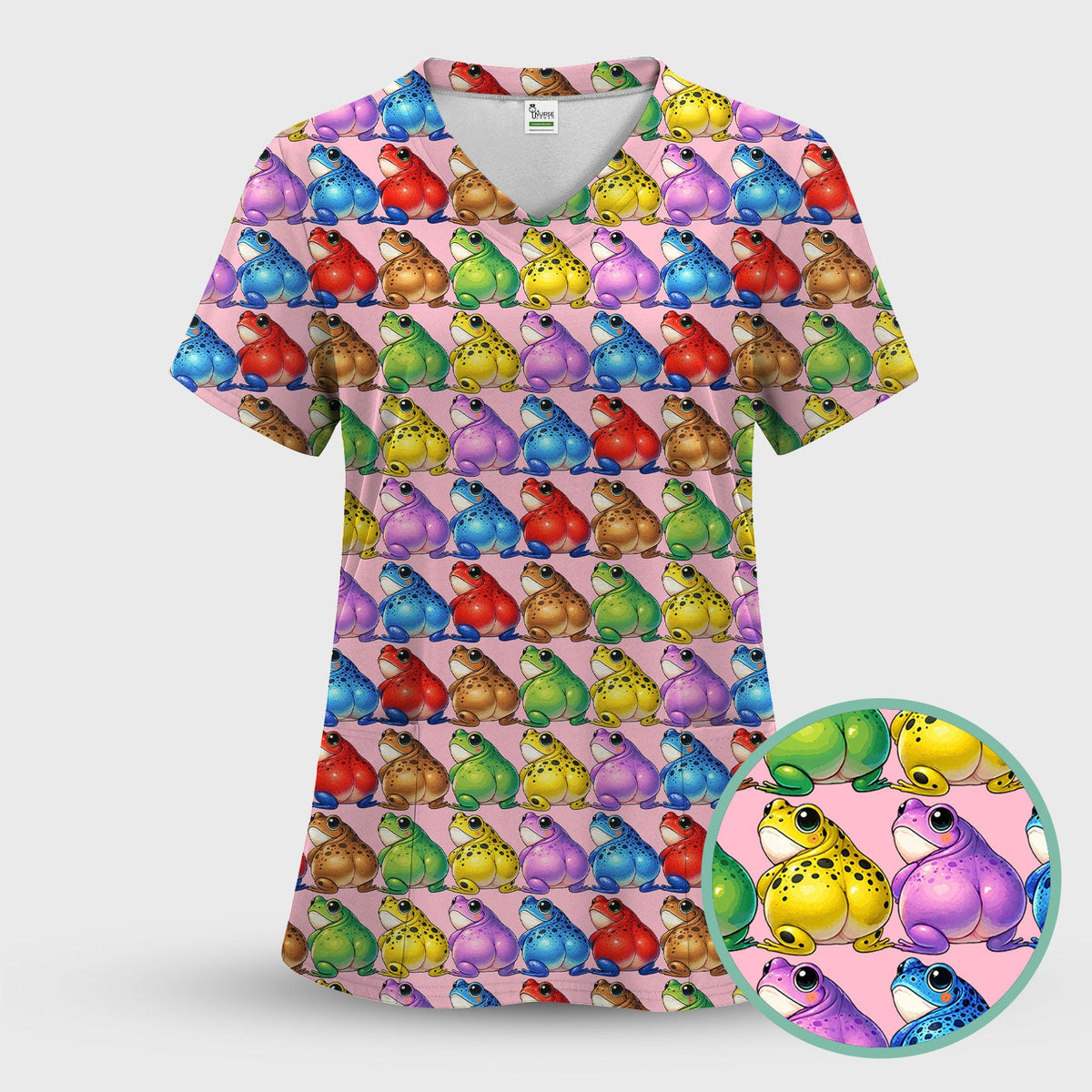 Colorful Frogs Nurse Scrub Set