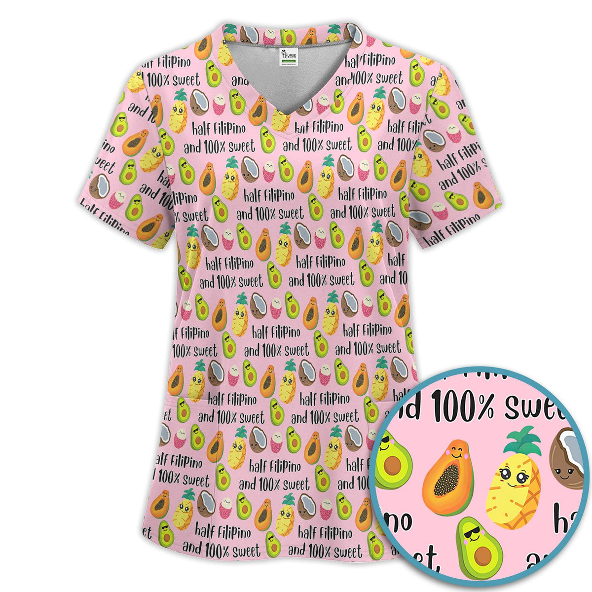 Avocado Fruit Filipino Quote Nurse Scrub Set