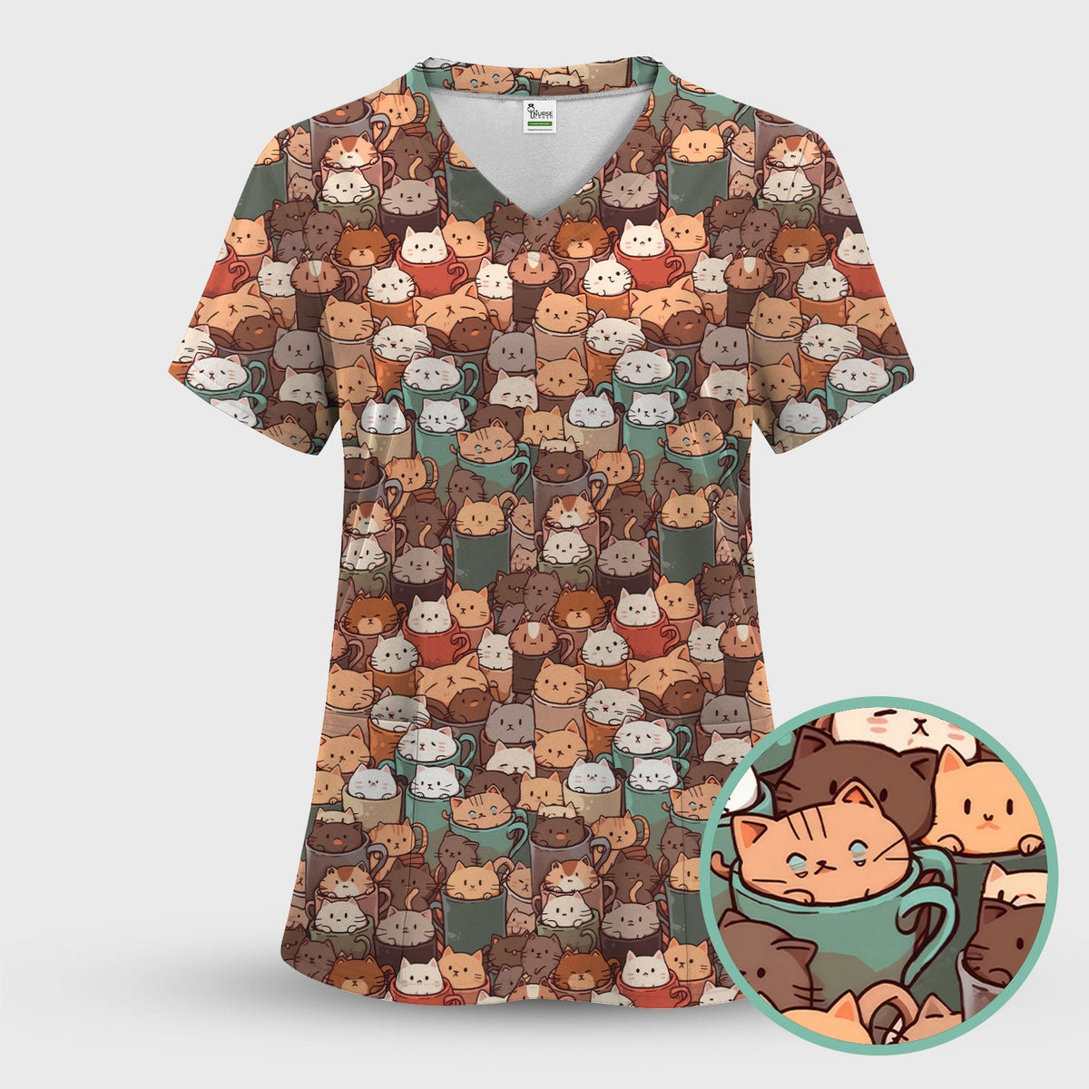 Kittens in Mug Nurse Scrub Set