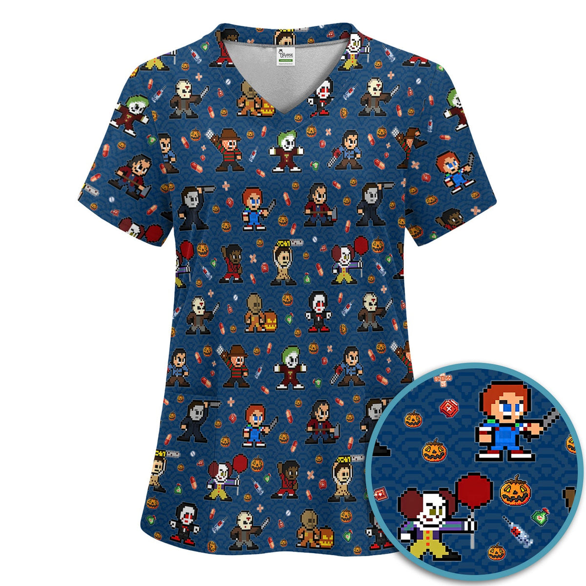 Scary Character Nurse Scrub Set - Halloween Gift