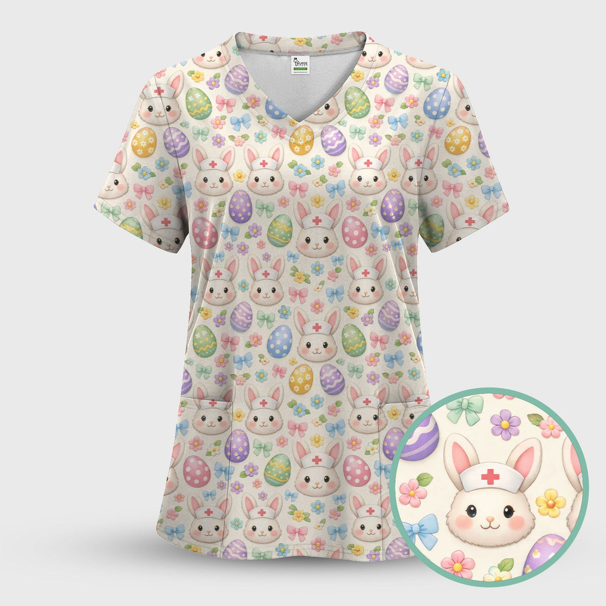 Bunny Egg Nurse Scrub Set