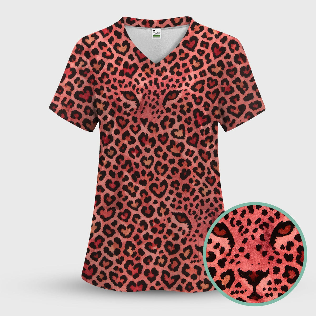 Leopard Pink Nurse Scrub Set