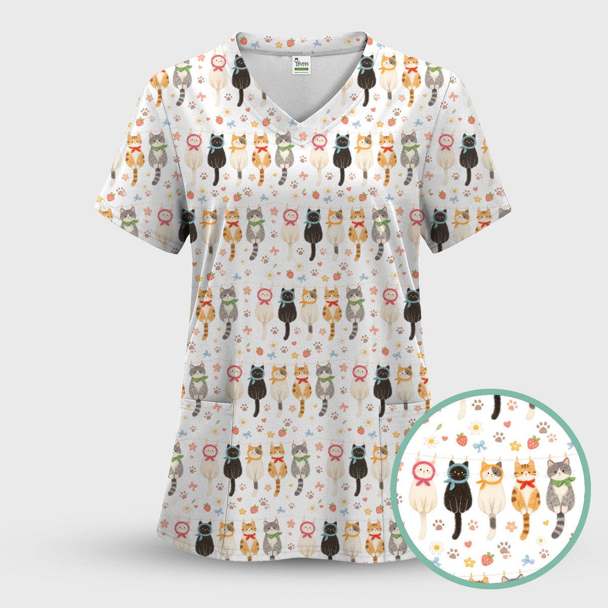 Cat Clothesline Nurse Scrub Set