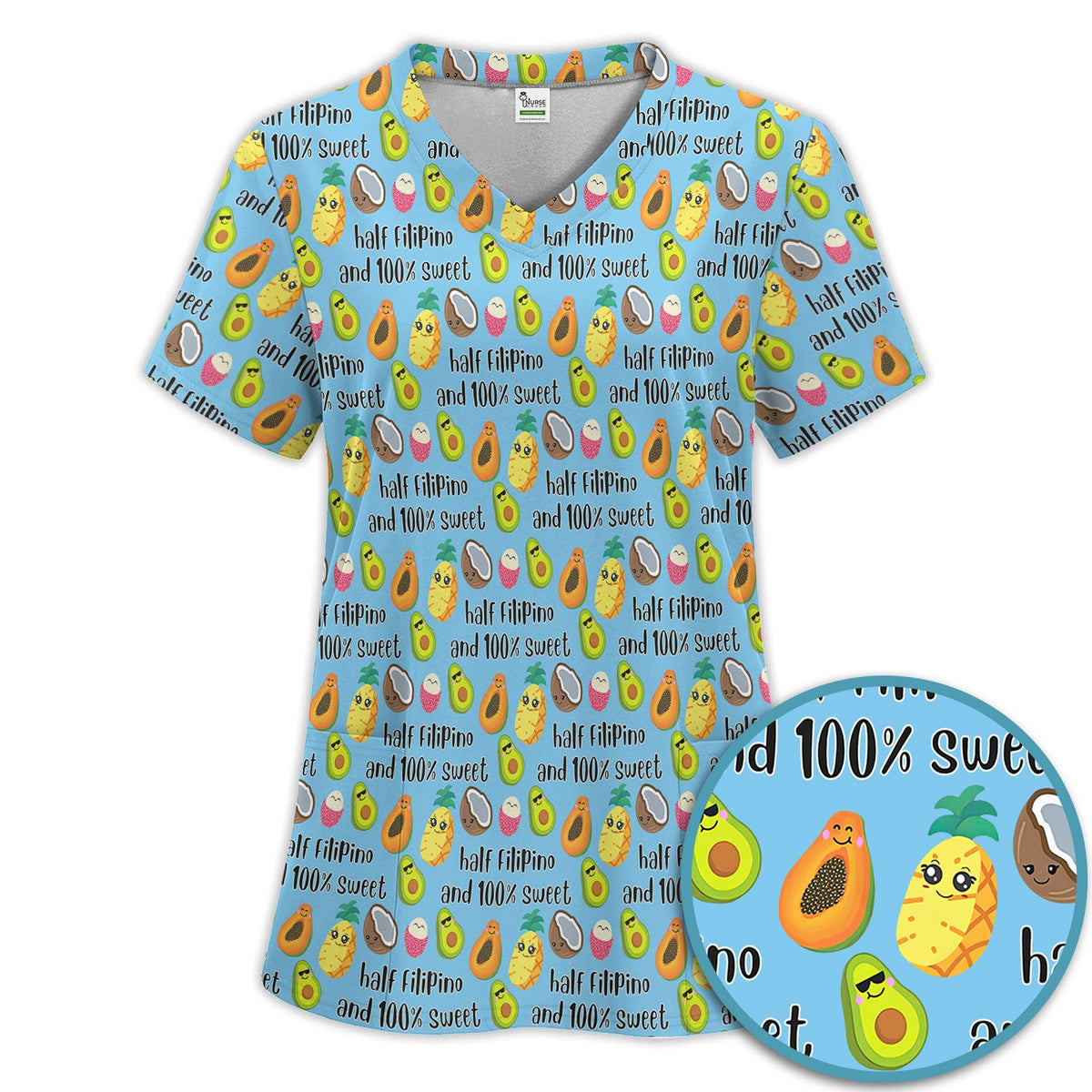 Avocado Fruit Filipino Quote Nurse Scrub Set