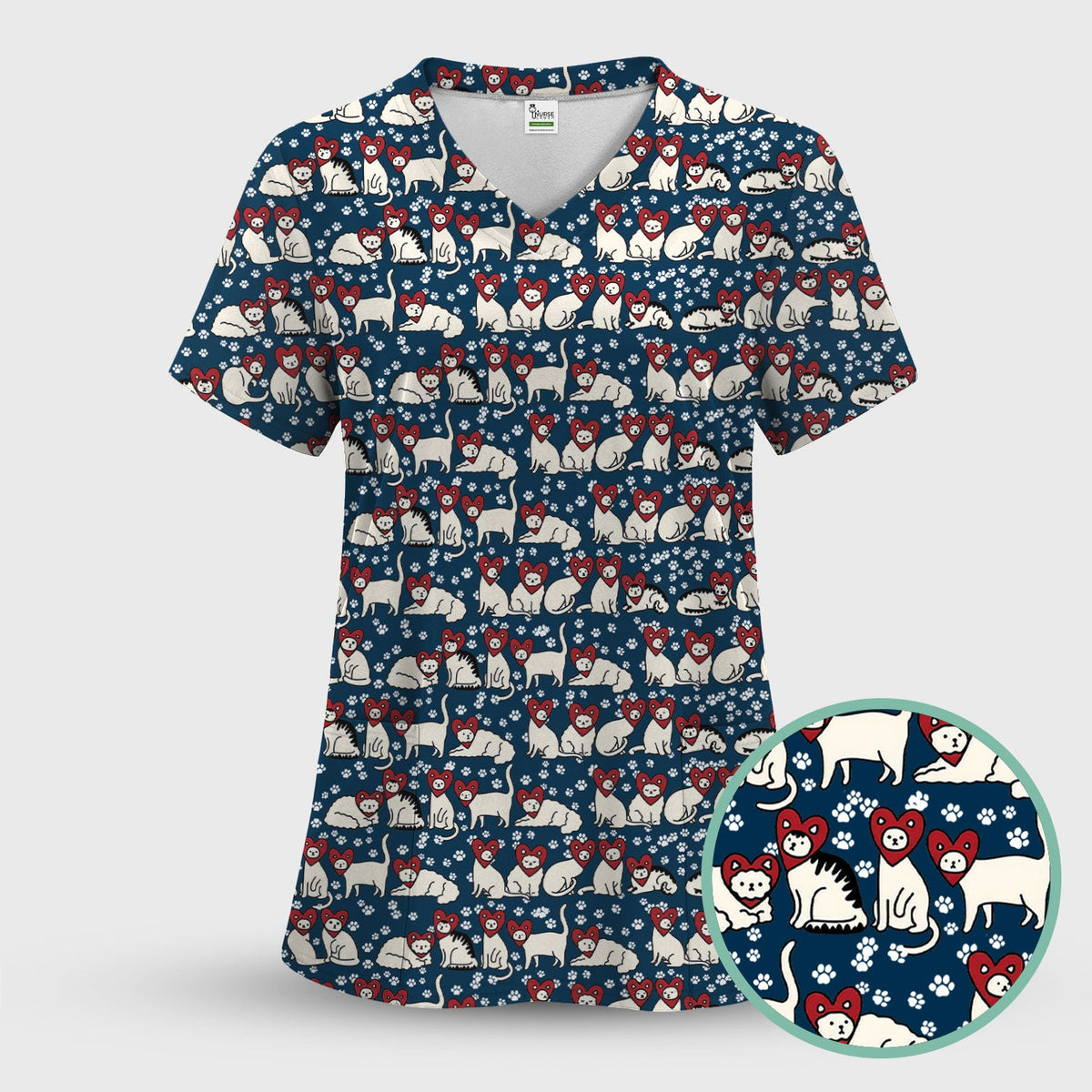 Cat Heart Nurse Scrub Set