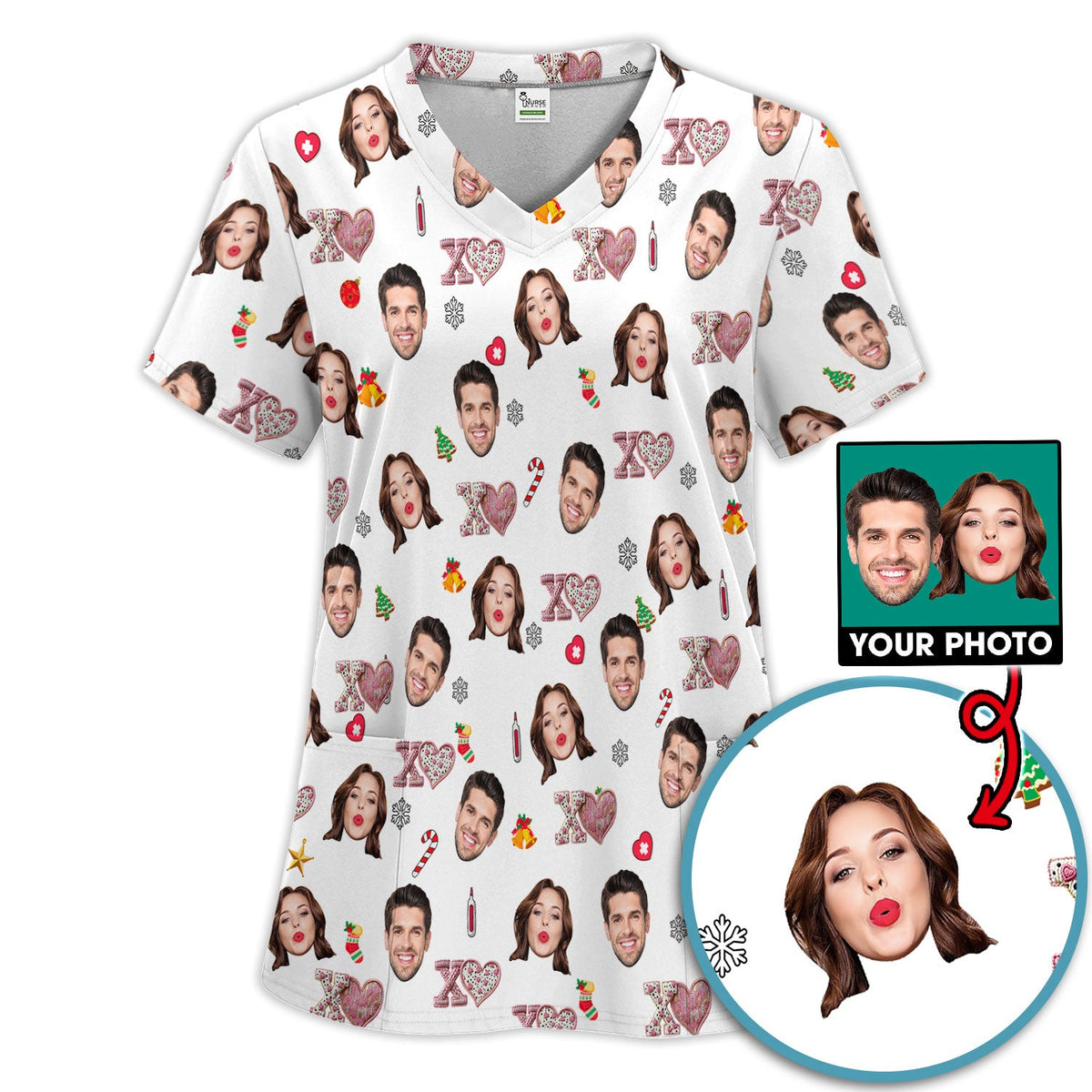 Personalized Photo XOXO Nurse Scrub Set
