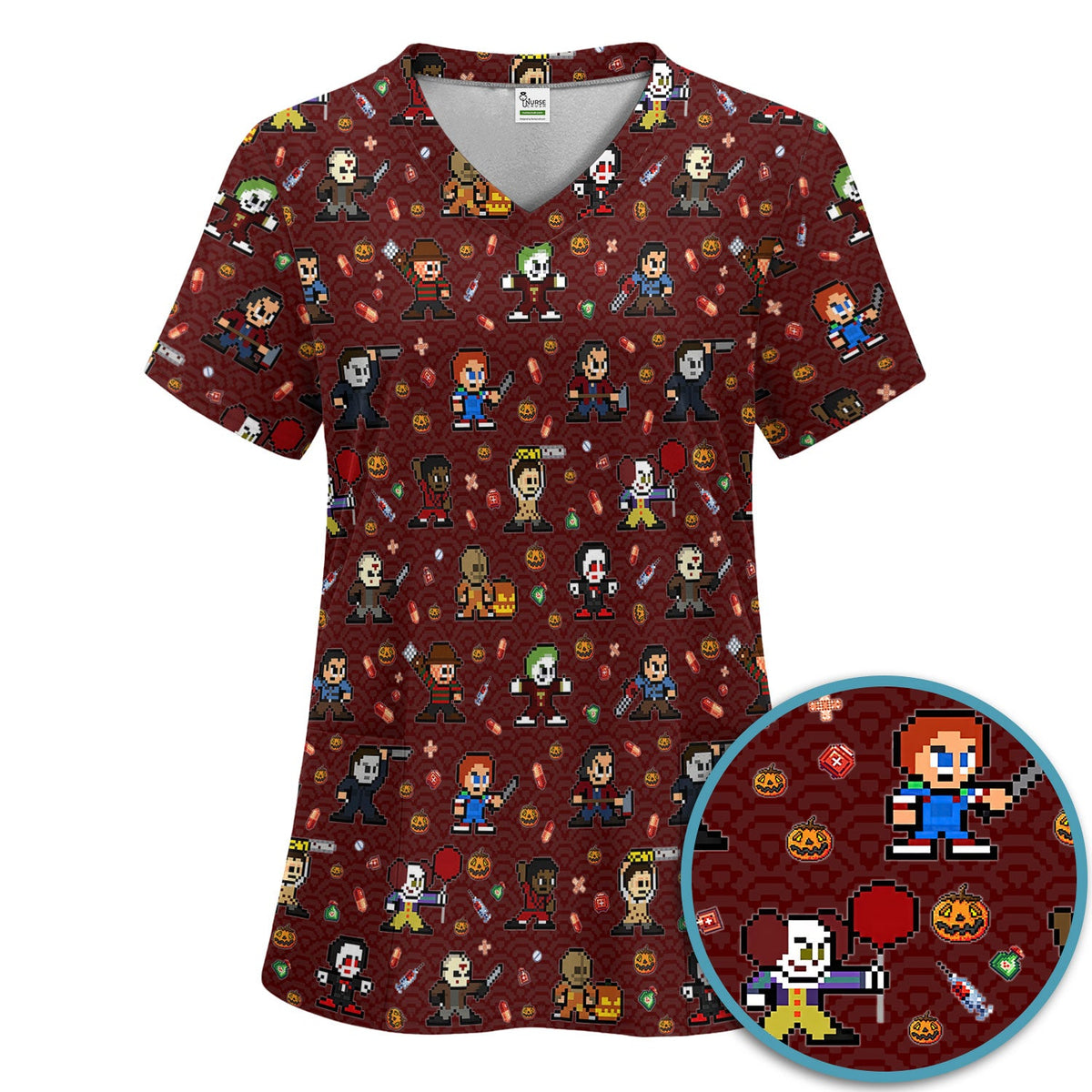 Scary Character Nurse Scrub Set - Halloween Gift