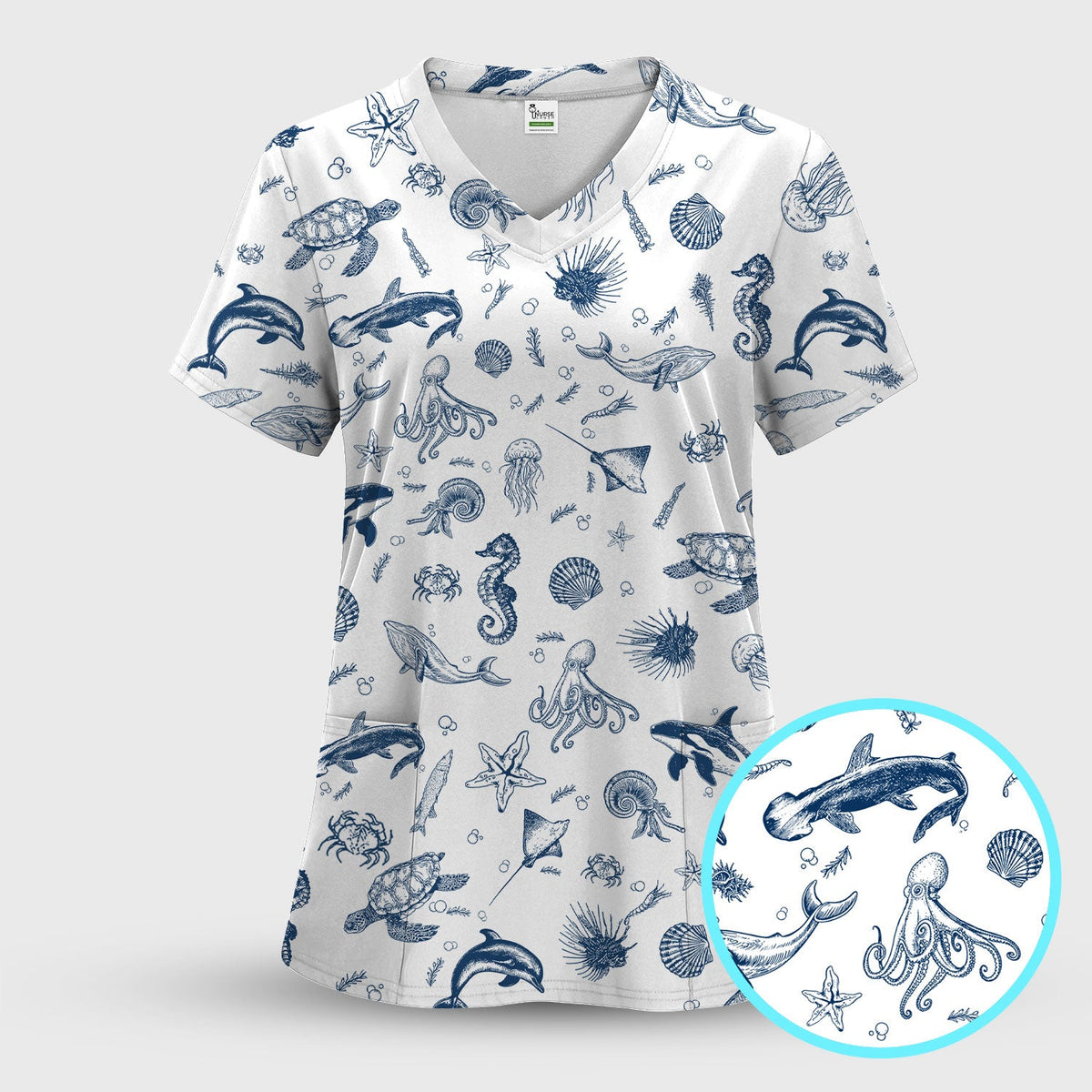Marine Sea Life Nurse Scrub Set
