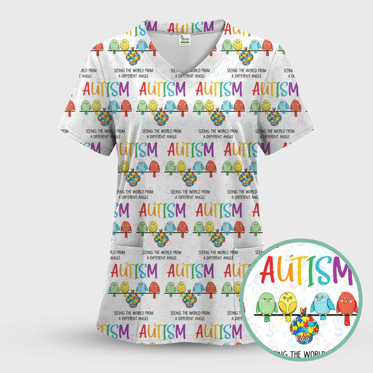 Autism Seeing The World From A Different Angle Nurse Scrub Top