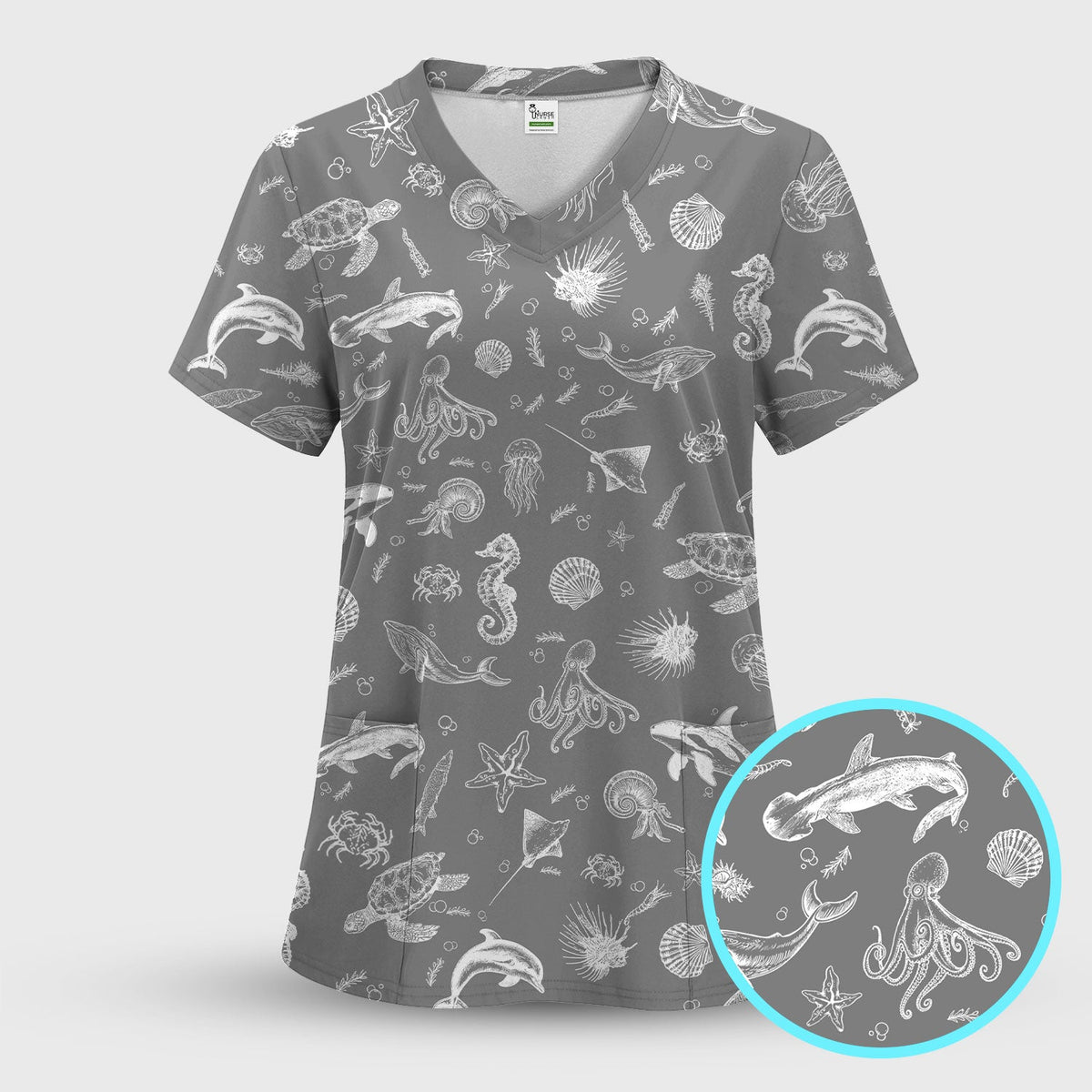 Marine Sea Life Nurse Scrub Set