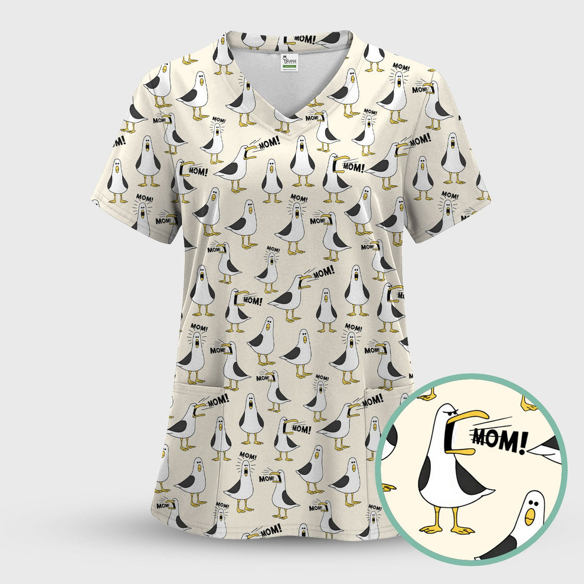 Seagull Mom Nurse Scrub Top