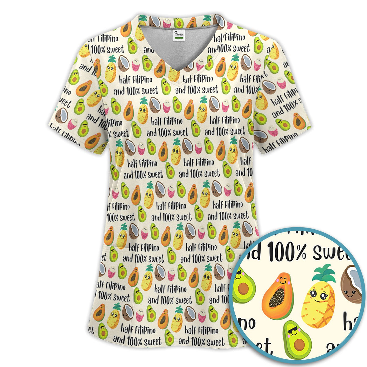 Avocado Fruit Filipino Quote Nurse Scrub Top