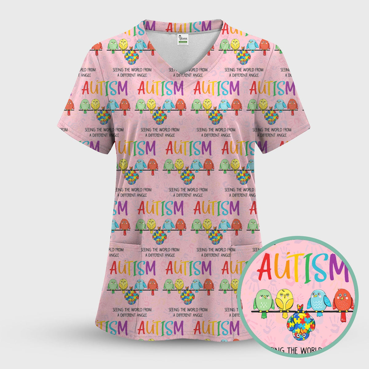 Autism Seeing The World From A Different Angle Nurse Scrub Top