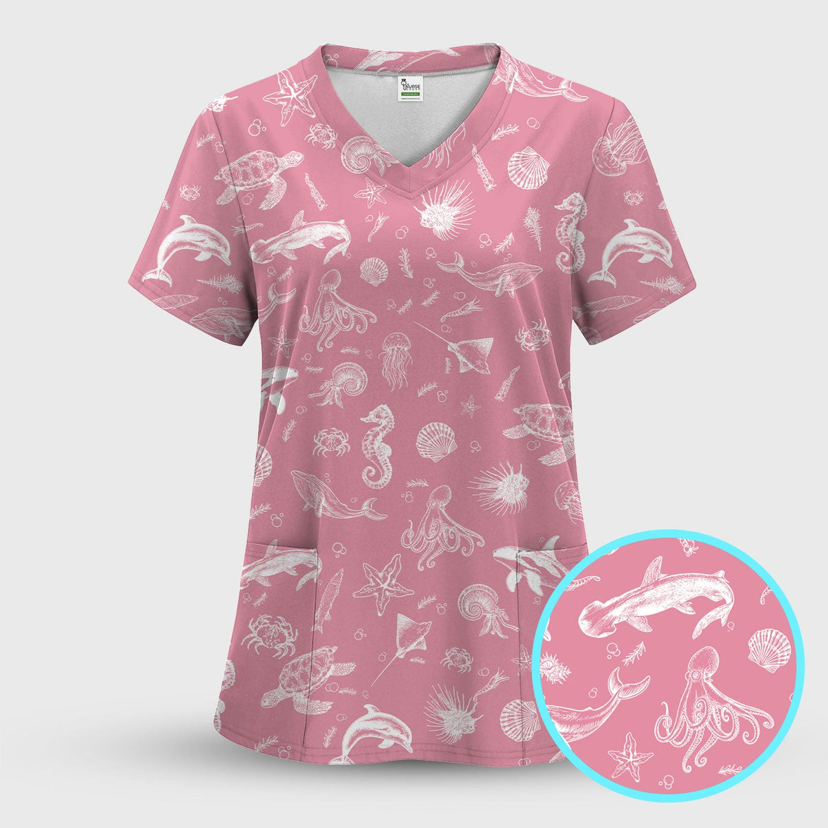 Marine Sea Life Nurse Scrub Set