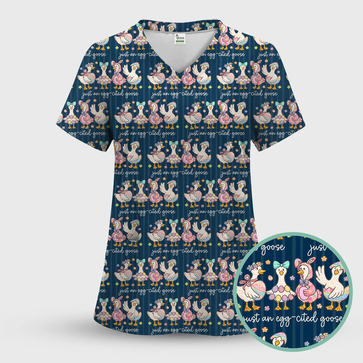 Easter Goose Egg Nurse Scrub Set