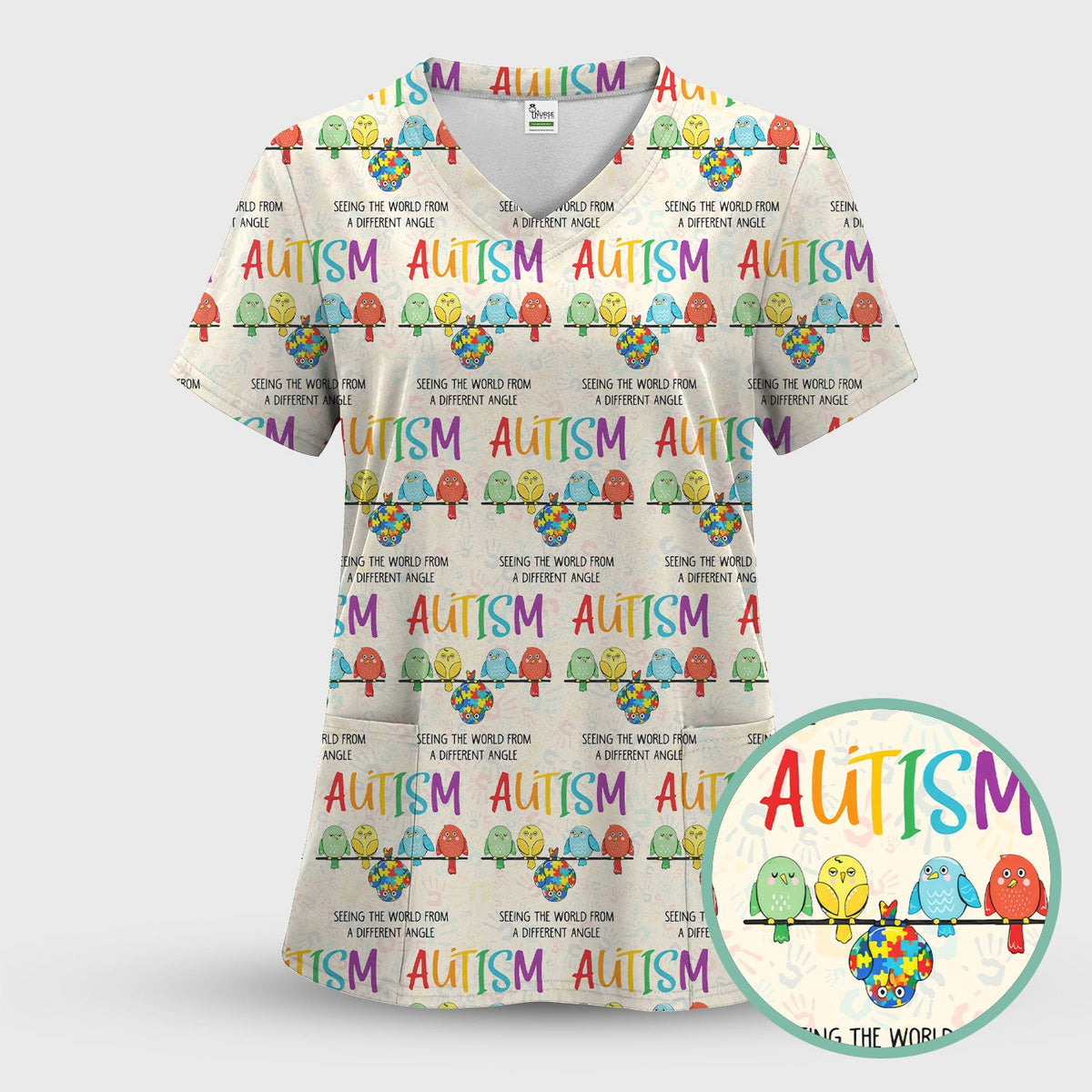 Autism Seeing The World From A Different Angle Nurse Scrub Set