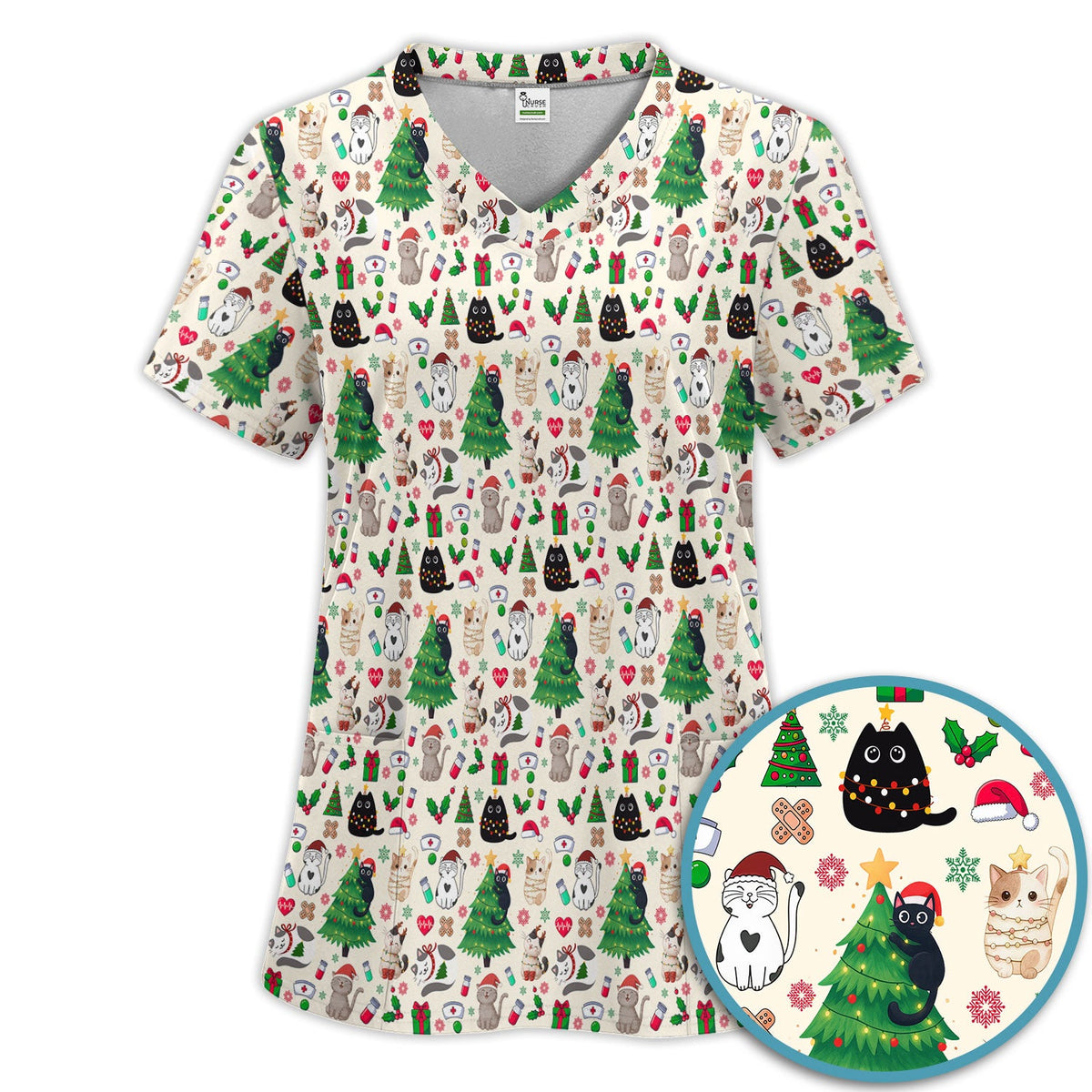 Christmas Pet Nurse Scrub Set