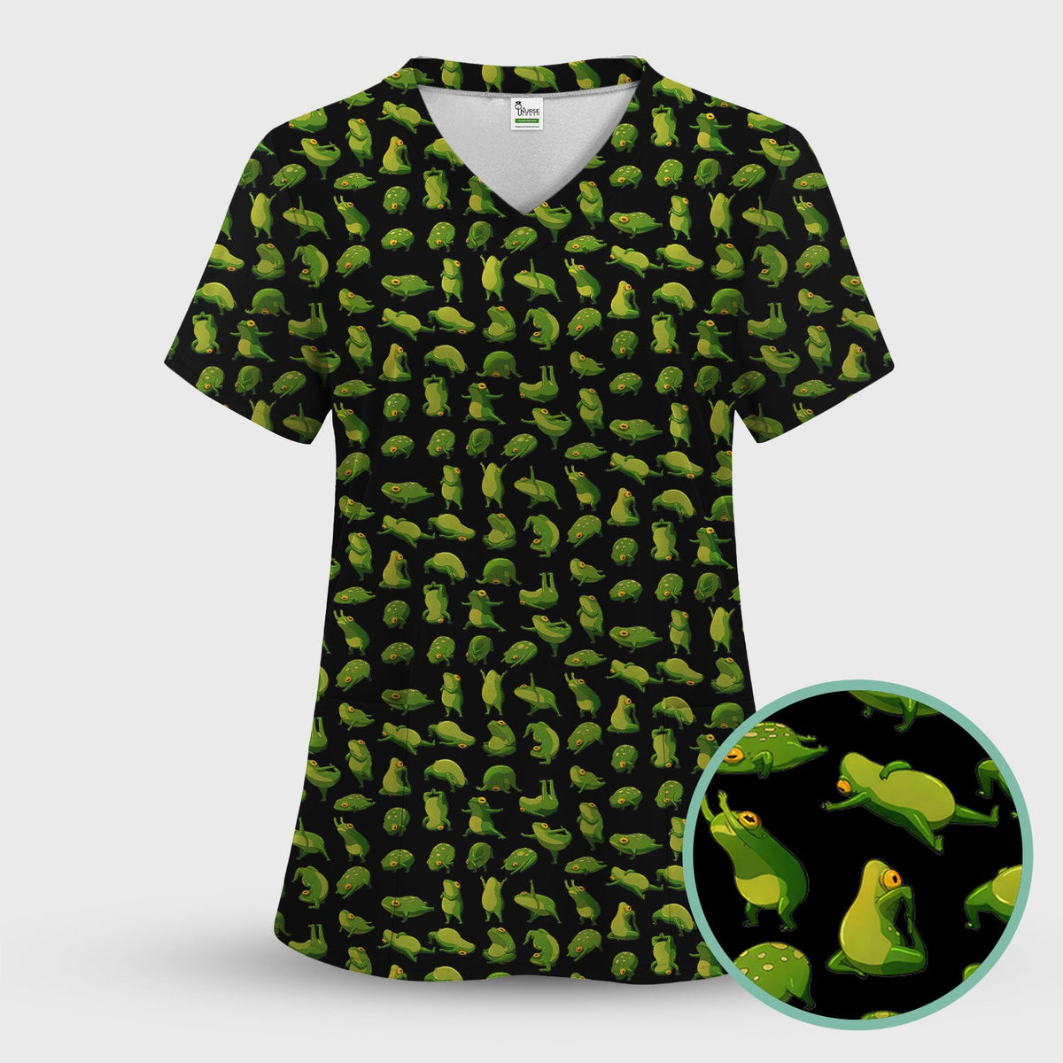 Frog Cartoon Nurse Scrub Top