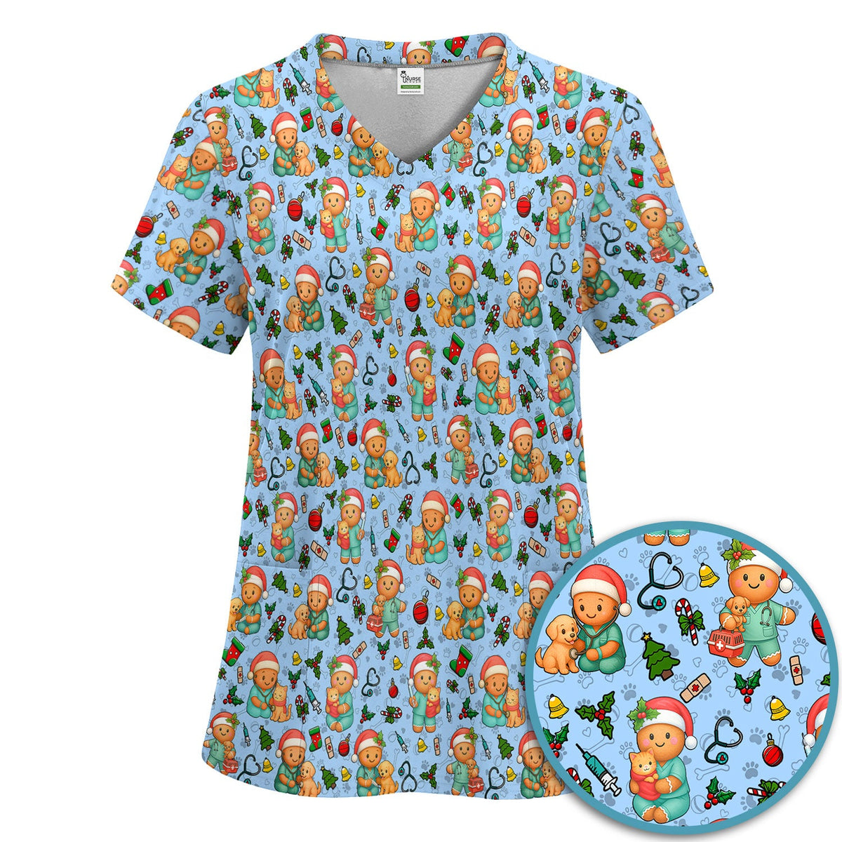 Gingerbread Pharmacy Scrub Set - Christmas Gift For Nurse