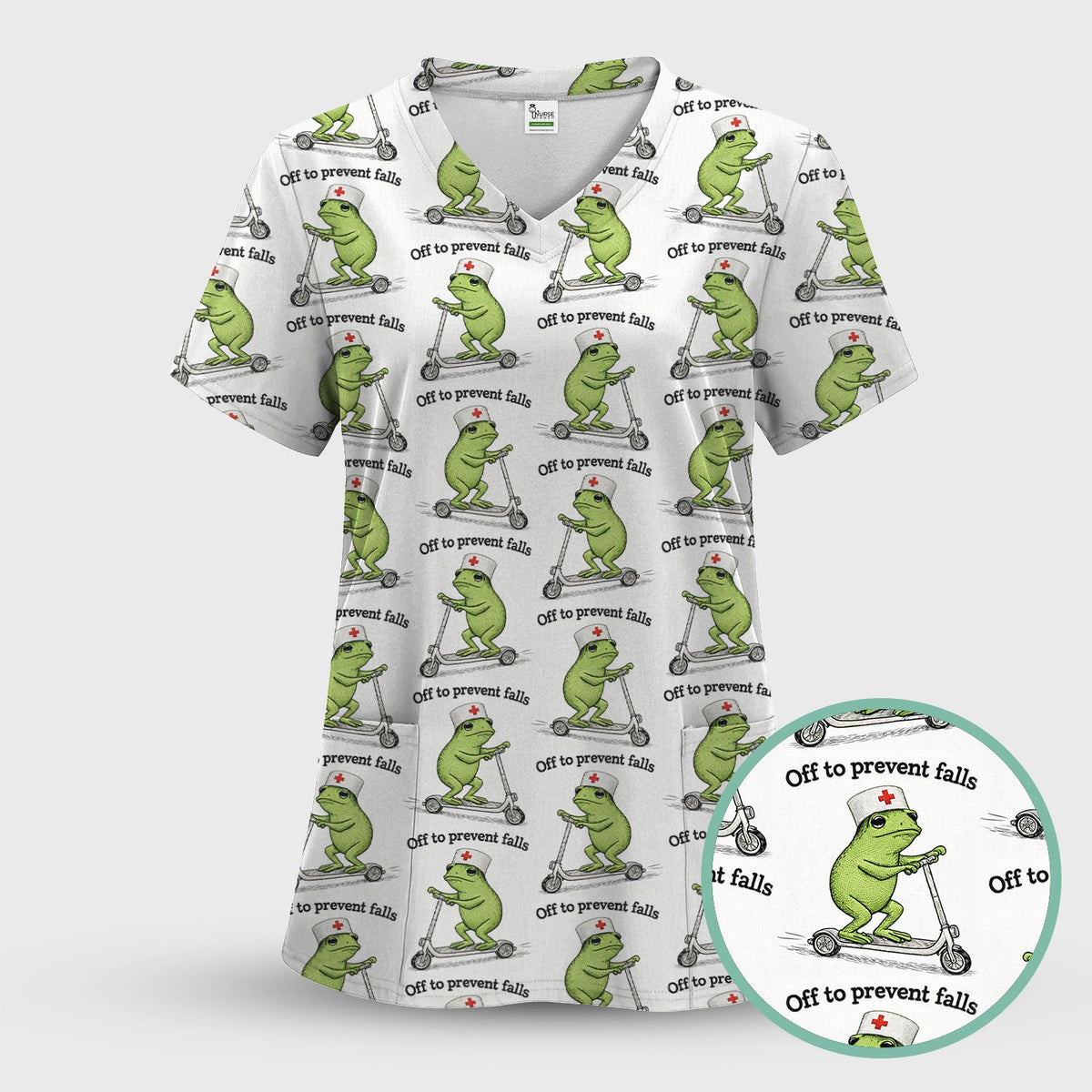 Funny Nurse Scrub Set, Off To Prevent Falls Nursing Shirt, Breathable Fabrics Nursing Uniform