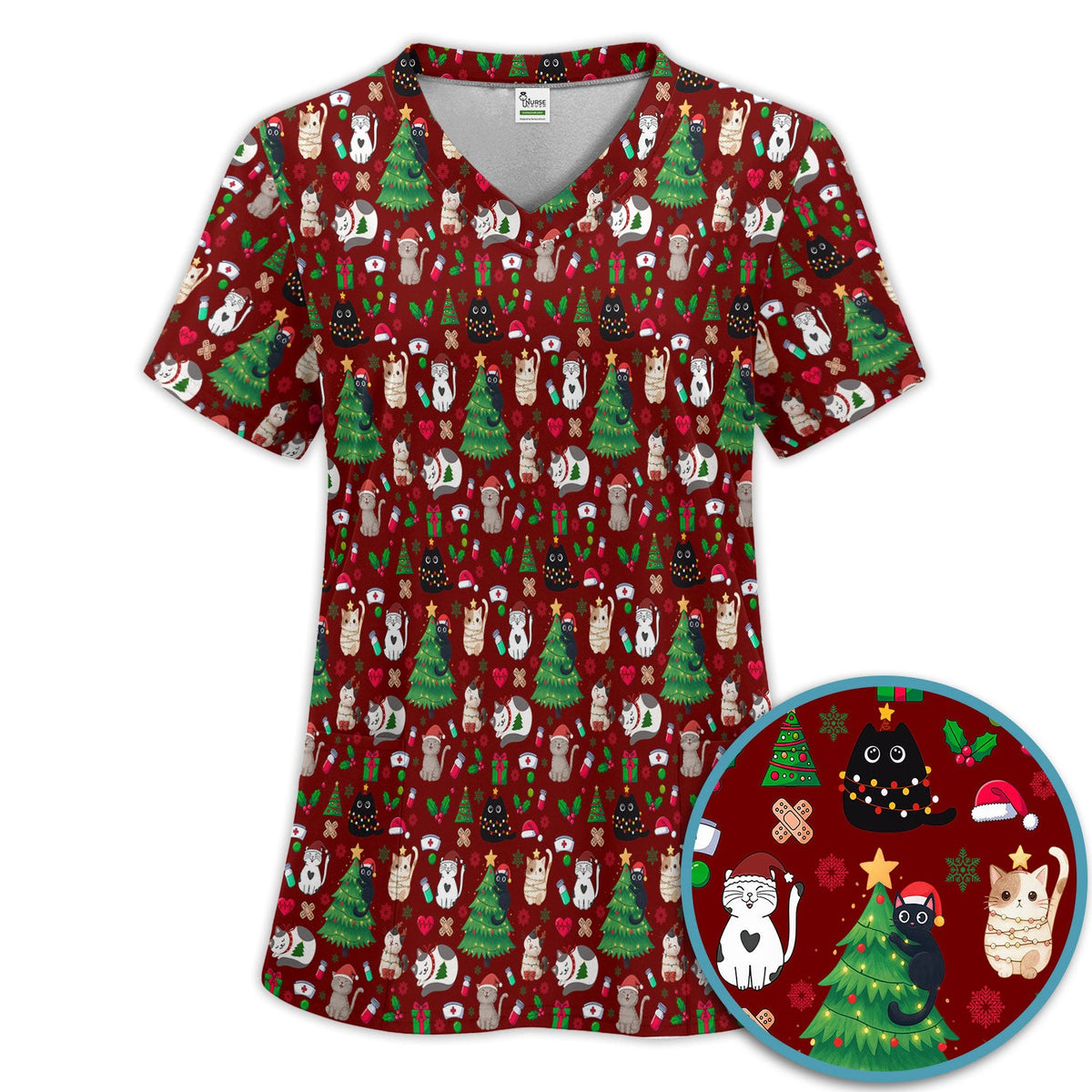 Christmas Pet Nurse Scrub Set