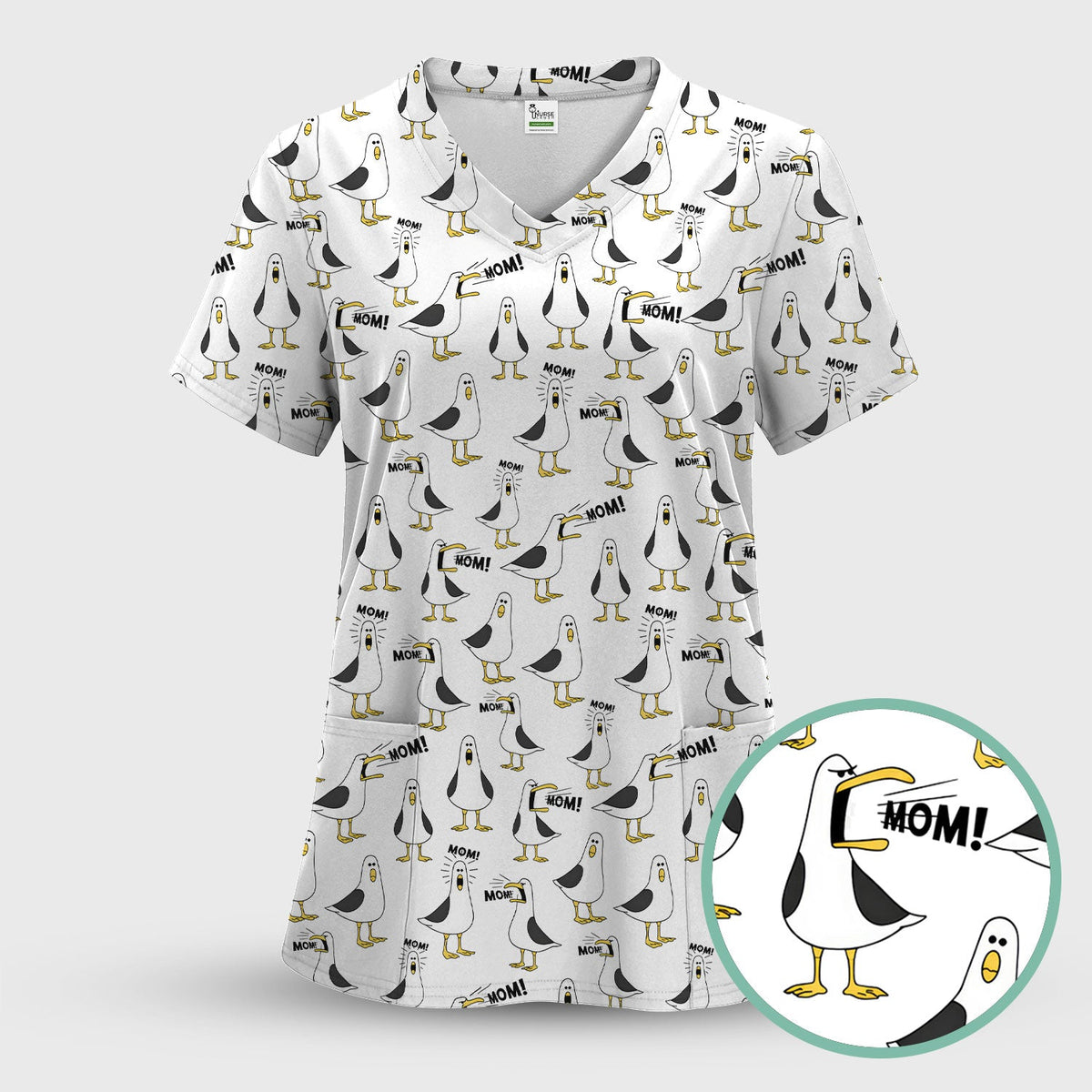 Seagull Mom Nurse Scrub Top