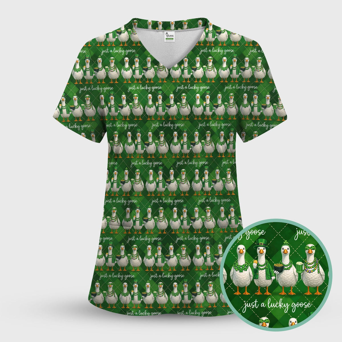 Lucky Goose Argyle Nurse Scrub Set - St Patricks Day Gift